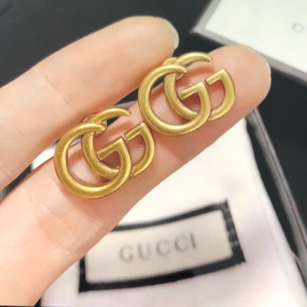 Gucci Gold Minimalist GG Logo Earrings